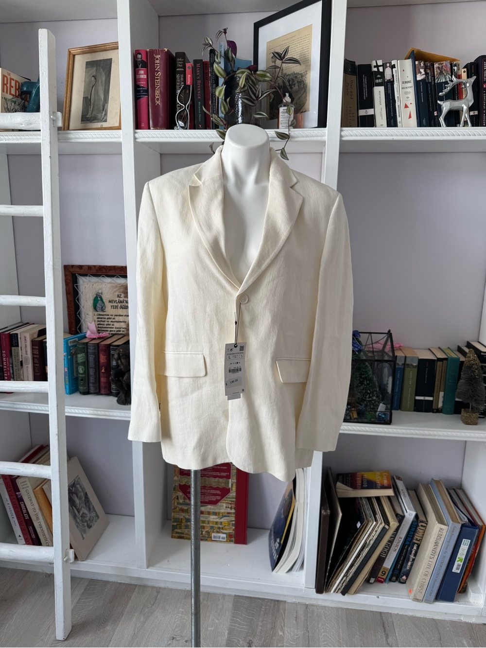 Zara Cream Single-Button Men's Blazer